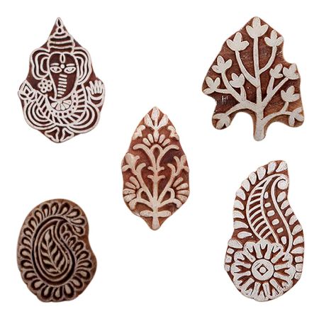 Set of 5 Piece New Mix Wooden Printing Blocks